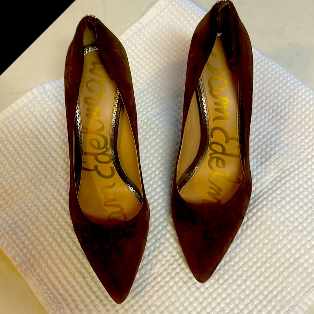 Sam Edelman dark brown suede heels.